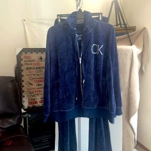 Navy blue velour tracksuit